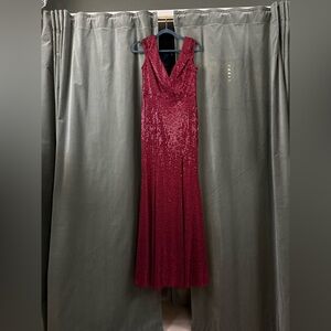 Lulu's Sparkling Sequin Sleeveless Evening Red Maxi Dress